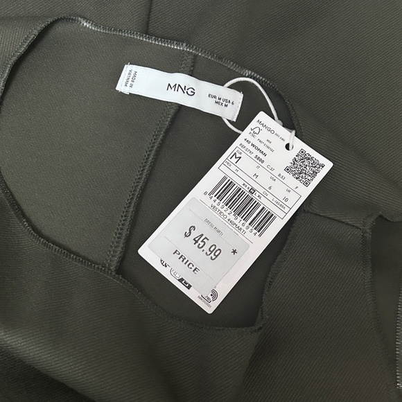 Mango Sheath Dress Dark Olive Green Sleeveless Body Hugging Design Pullover - Picture 13 of 16